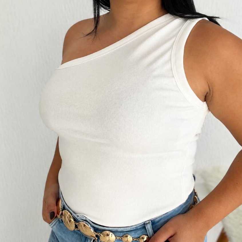 Blusas Feminina Nula Manga Ribana Canelada Algodão Mula Manca Ombro Só Básica Estilosa Elegante