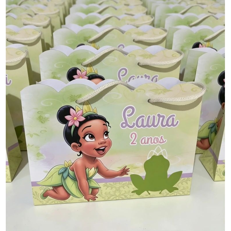 Sacolinha G Personalizada Princesa Tiana baby/ A princesa e o sapo Cute/desmontadas/lembrancinhas