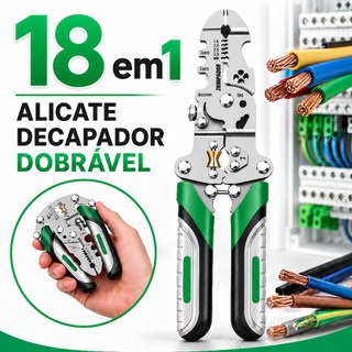 Alicate De Crimpagem Multifuncional 18 Em 1 Decapador Crimpador E Descascador De Fios Eletricista