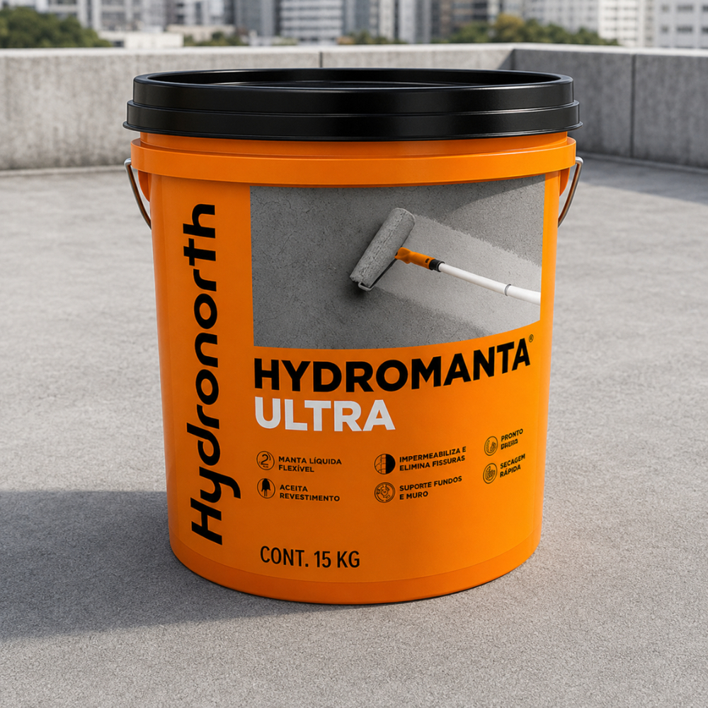 Manta Líquida Emborrachada Impermeabilizante 15KG Hydronorth Hydromanta Ultra Concreto Balde