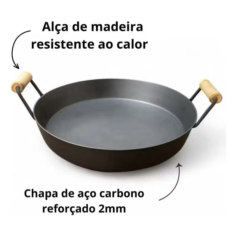 Disco de Arado N 41 ou 34 Chapa 5 Cm de PROFUNDIDADE Aço Frigideira Bifeira com Tampa de Vidro Frigideira Bifeira Paeja