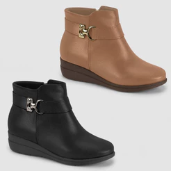 Bota Feminina Modare Ultraconforto Cano Curto Salto Anabela Baixo Original