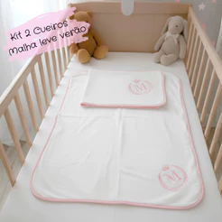 Kit 2 Cueiros Personalizado Com Inicial Do Nome Do Bebê Menino Menina Malha 100% Algodão 80cm