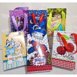 KITS COM 10/20/30/40 SACOLINHAS PARA DOCE PP/ QUALQUER TEMA/PAPEL BRILHANTE