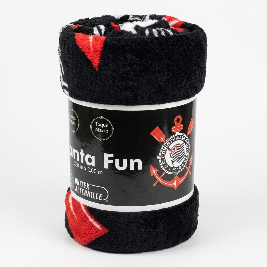Manta Cobertor Solteiro Corinthians Microfibra Jolitex 1,50x2,00m Soft Oficial Timão Antialérgico Macio Frio
