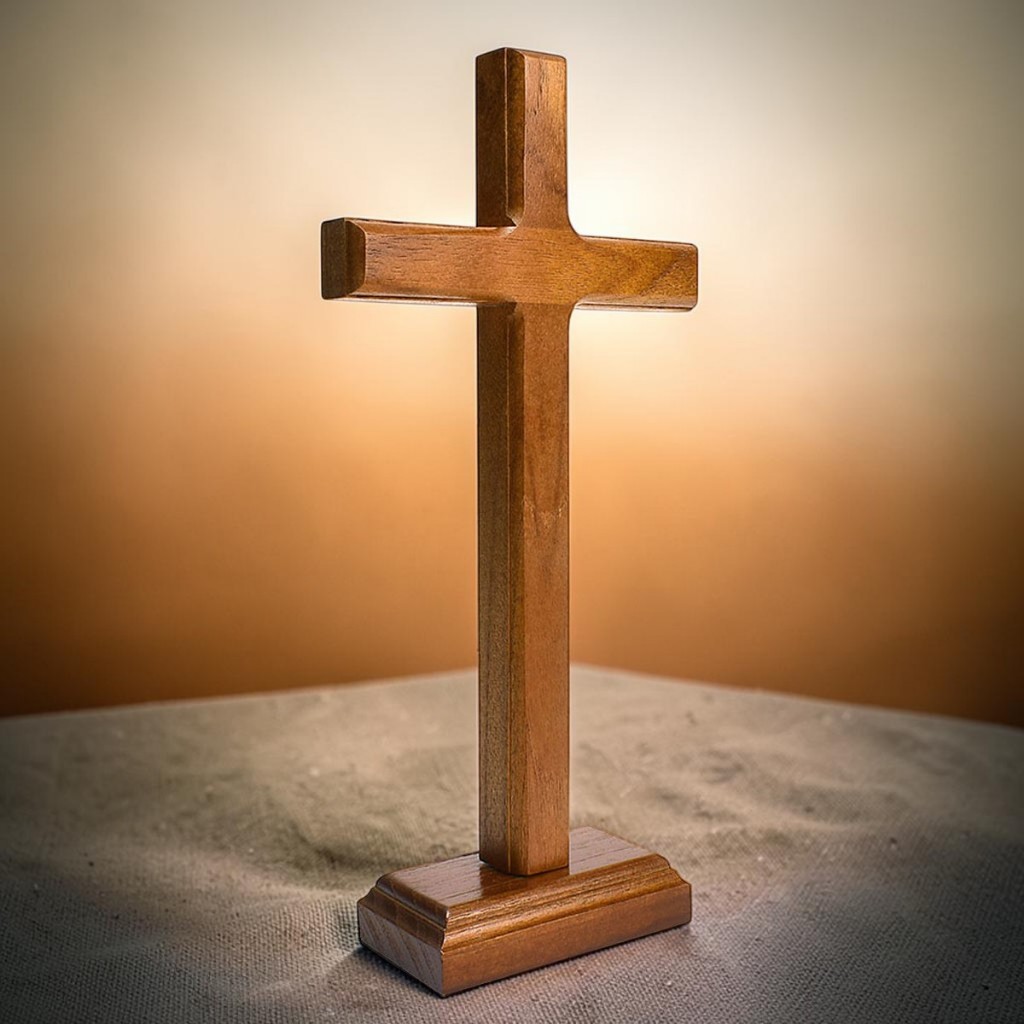 Cruz de Madeira 19cm para Mesa e Parede | Cruz Decorativa Religiosa para Altar e Oração