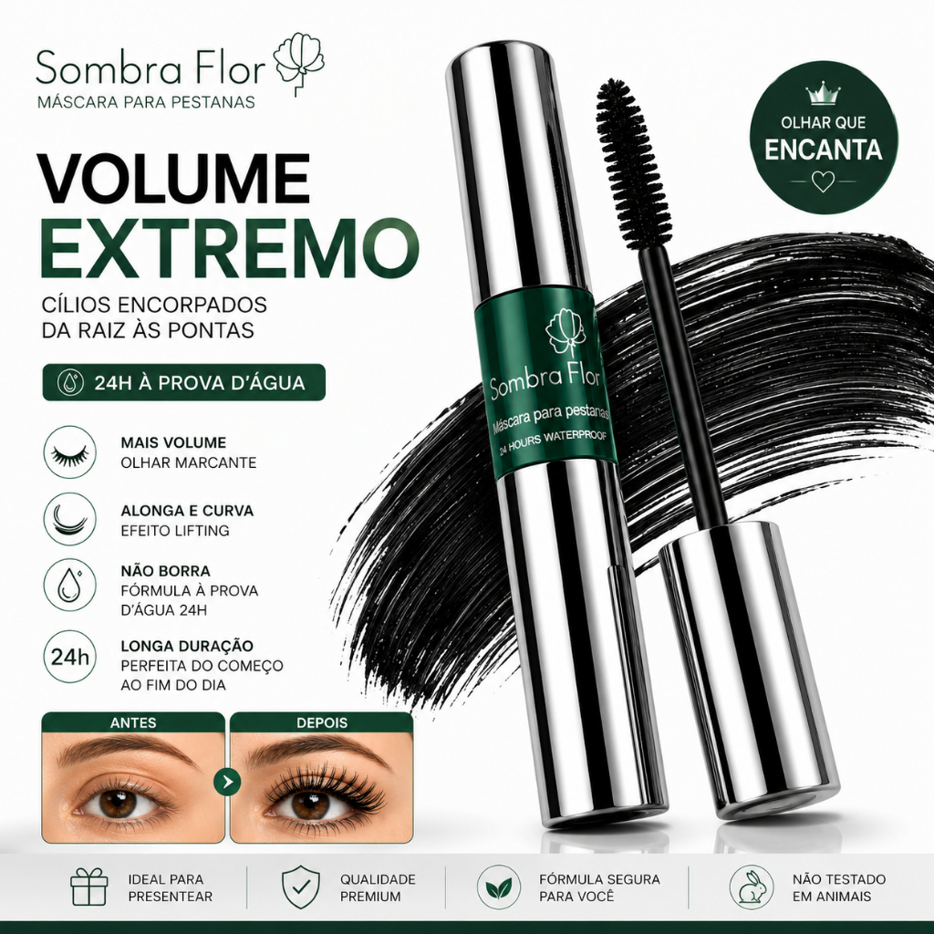 Máscara de Cílios Rímel 4D Volume Extremo Alongadora À Prova d'Água 24H Longa Duração