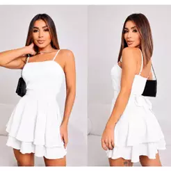 MACAQUINHO RODADO BRANCO COM FORRO TECIDO DUNAS MODA FEMENINA COM BOJO ALÇA REGULÁVEL TENDÊNCIA