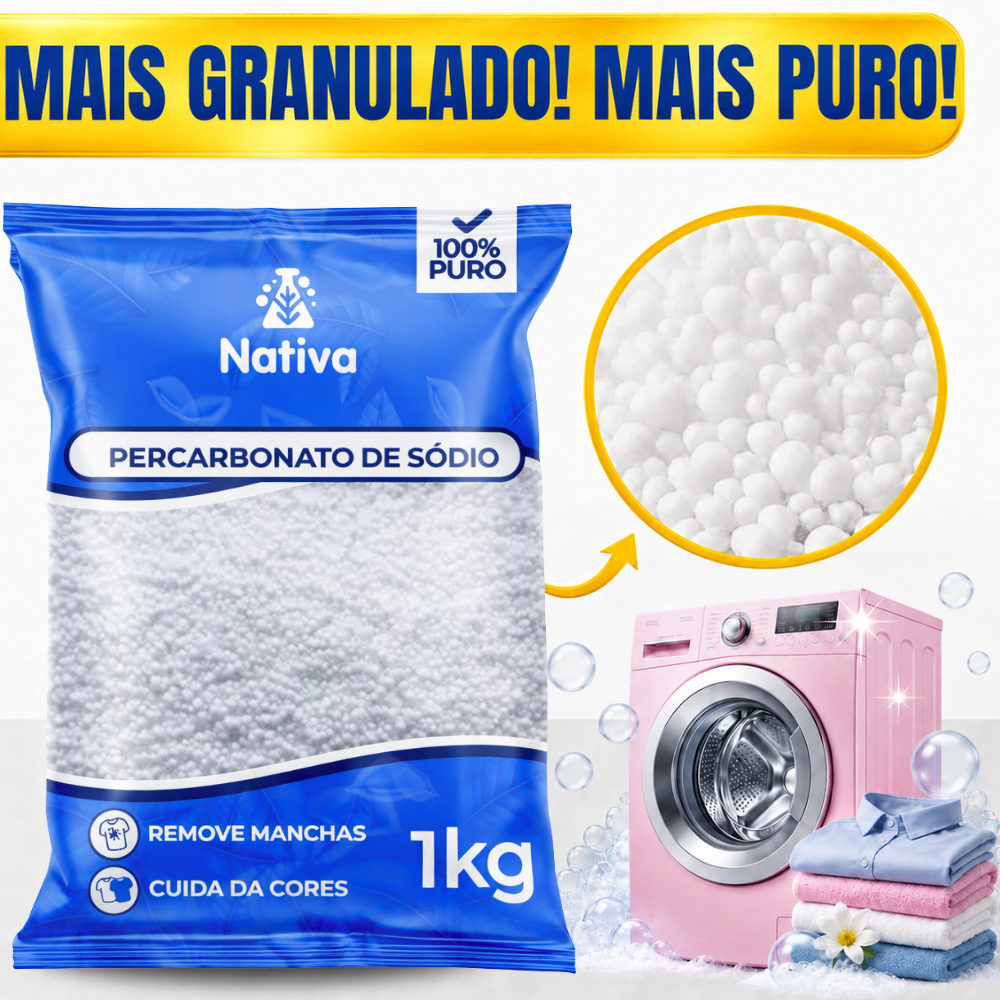 Percarbonato Granulado Original + 100% Puro Oxigênio Ativo Premium Remove Manchas Difíceis e Devolve o Branco