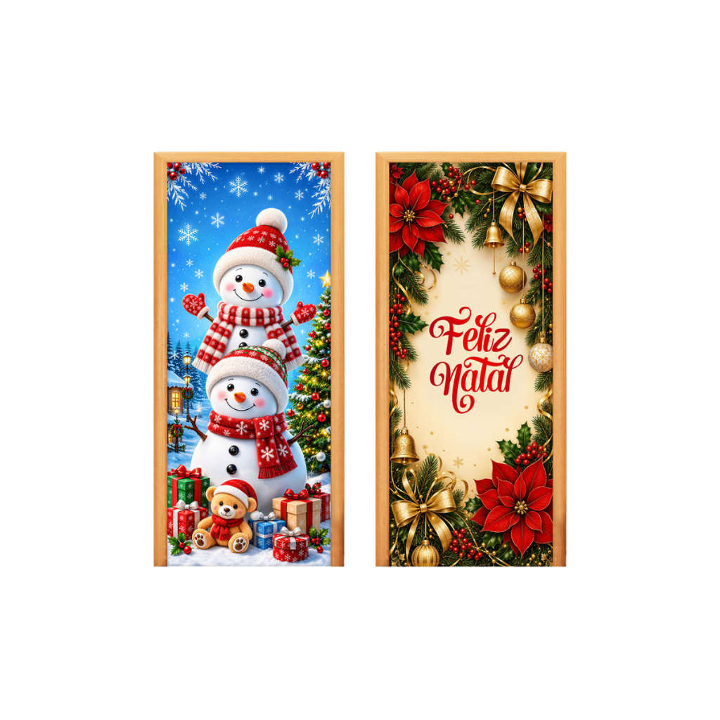 Kit 02 Capas De Porta Natal Decoração Natalina 0,85x2,10