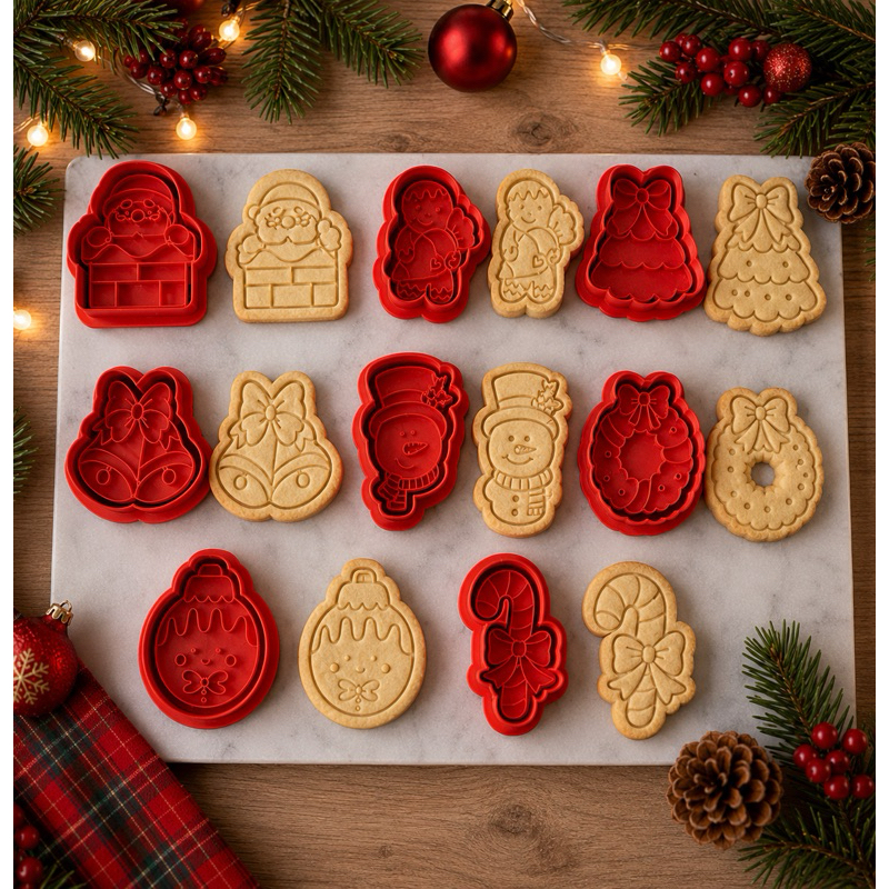 Kit com 8 Cortadores de Biscoito Natalinos | Natal | CORES DIVERSAS Bolachas Decoradas |