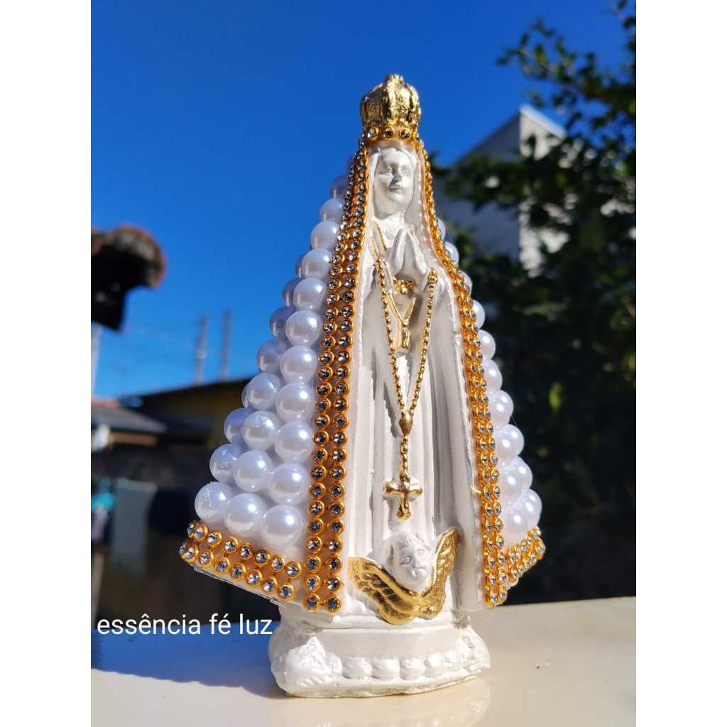 Imagem Nossa Senhora Aparecida Pérola15 cm para decoração,Presente, Casamento,Batizado,Lembrancinha.