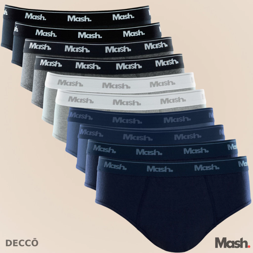 Kit Com 10 Cuecas Mash Slip de Algodao Masculina Original e NF