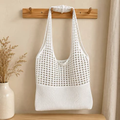 Bolsa de Praia Delicada em Tricot Crochê Piscina Verão