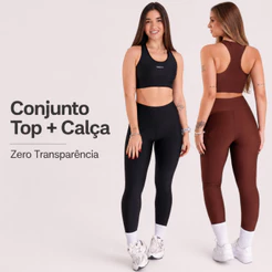 Conjunto Top + Calça Fitness Feminino Para Academia e Treino Zero Transparência Suplex Premium