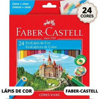 Lápis De Cor Faber-Castell 24 Cores Ecolápis Escolar Original Ponta Resistente Cores Vivas