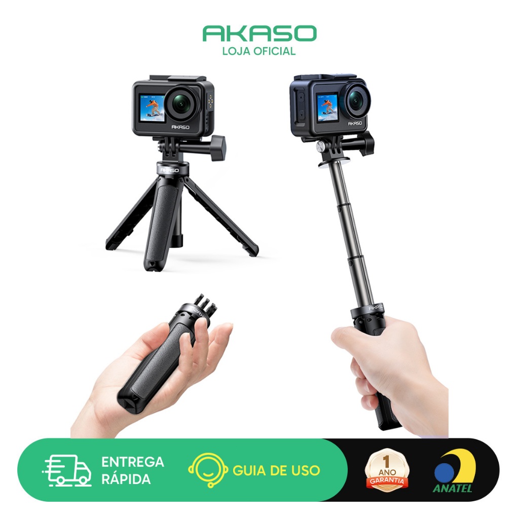 Câmera Ação AKASO Tripé e Selfie Stick Extensível 22cm