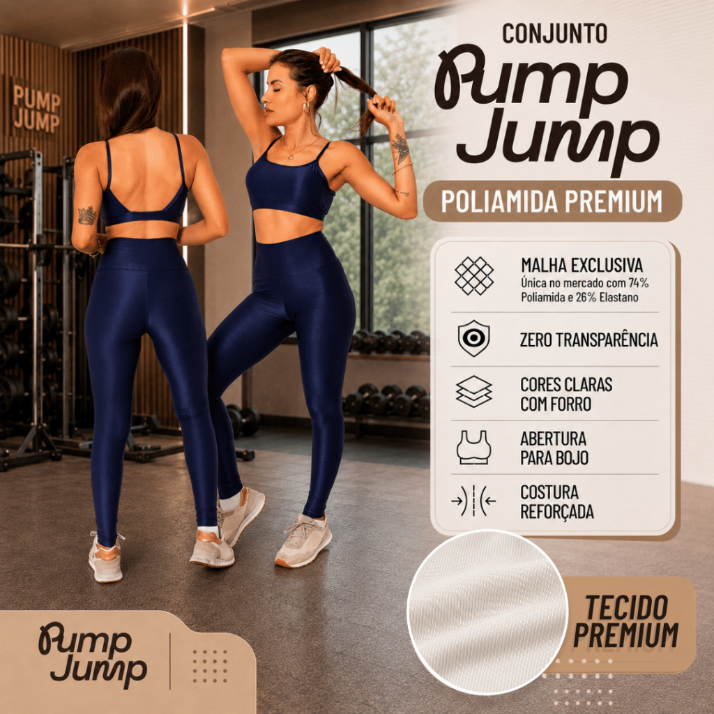 Conjunto Fitness Feminino Top Fita Costas Abertas + Legging Micro Canelada Poliamida Premium Academia