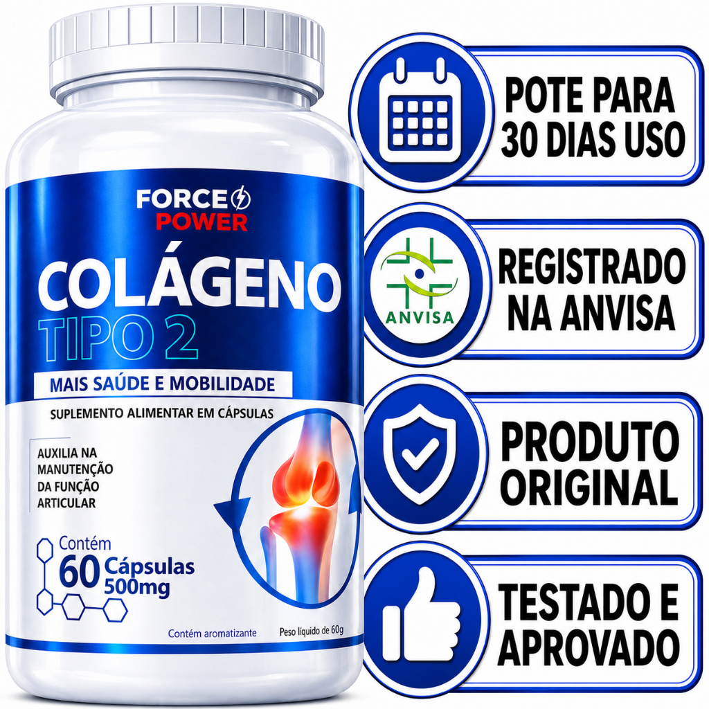 Colageno Tipo 2 ORIGINAL Não Hidrolisado 60 Cápsulas - POTE PARA 30 DIAS USO