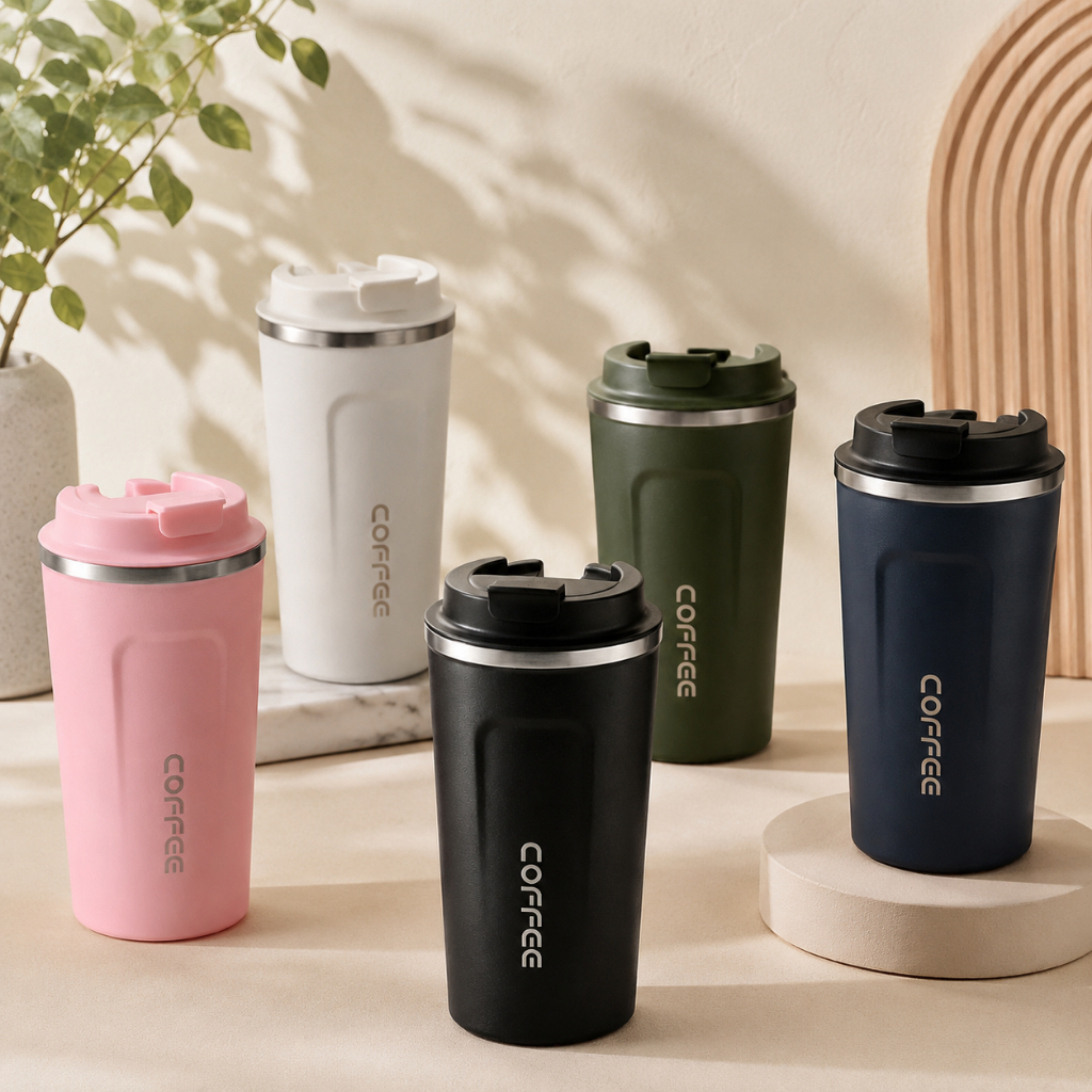 Caneca Copo Café Coffee Isolado Termico de Aço Inoxidável à Prova de Vazamento 510ML