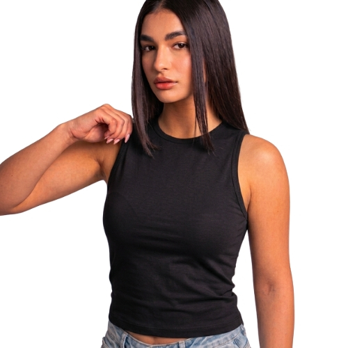 Regata Feminina Blusinha Gola Redonda Suplex Básica Lisa Elegante Blogueira Tendência Dia a Dia Casual