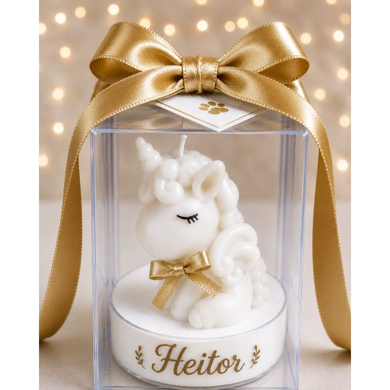 kit Velas Aromática Unicórnio Personalizada na Caixinha de Acetato – Lembrancinha ,Chá  Bebê, Maternidade e Aniversário