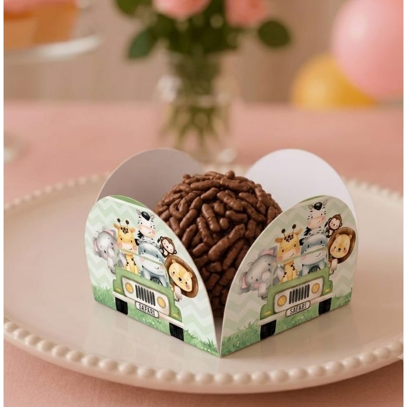 Forminha De Doce Safari Personalizada Kit 200 Unidades -  Forminha de brigadeiro, aniversário festa lembrancinha.