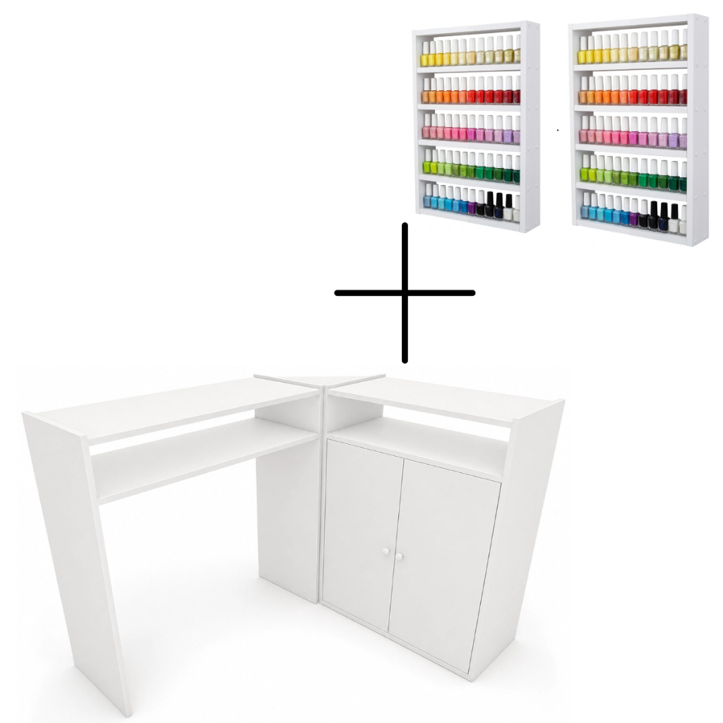 Mesa Manicure L Para Salão Cabelereiro Spa Beleza Super Oferta Kit Até 2 Esmalteiras