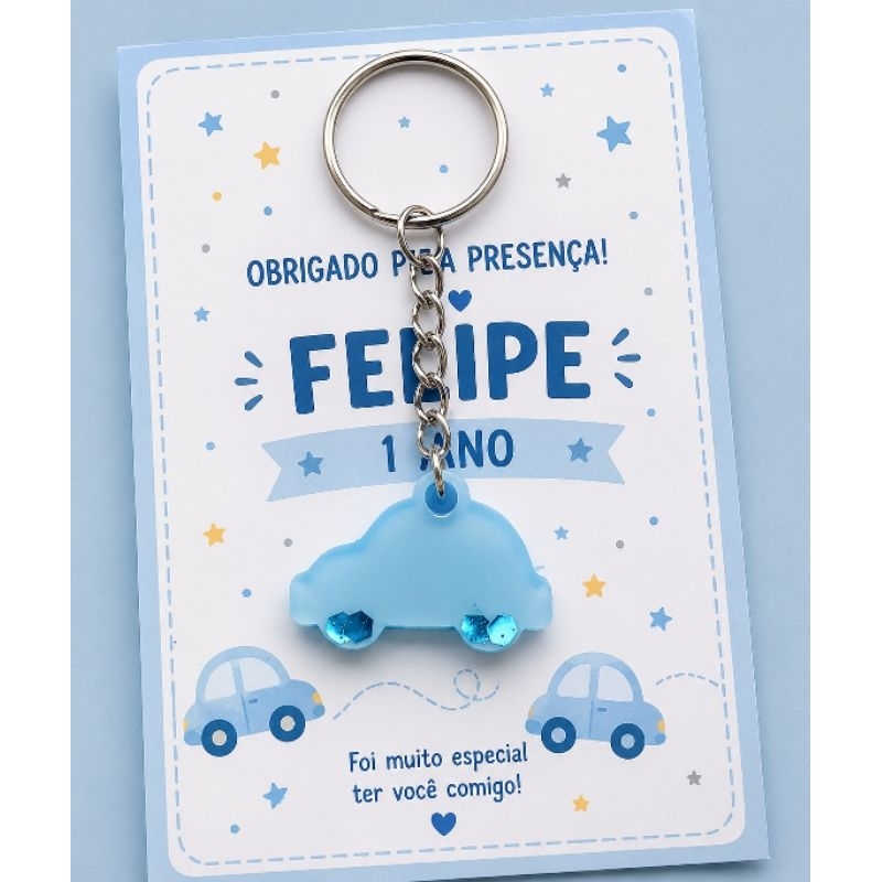 Chaveiro carro em resina personalizado para lembrancinha aniversário chá de bebê batizado - carrinho