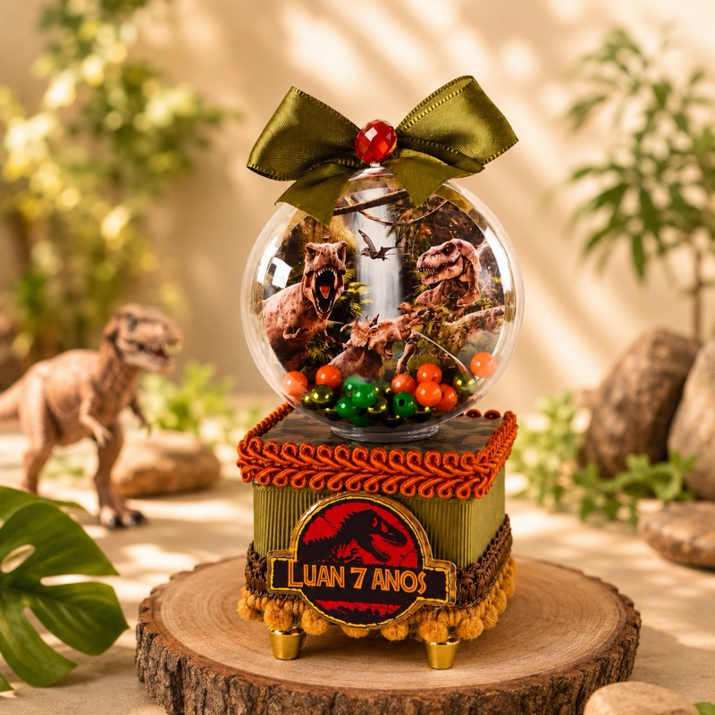 Caixa Acrílica Personalizado Jurassik Park Dinossauro Lembrancinha de Aniversario e Festa