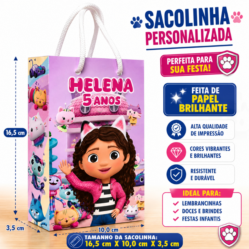 Kit Sacolinhas CASA MAGICA DA GABI para Lembrancinhas Personalizadas Festa Infantil aniversario