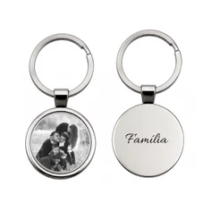 Chaveiro Redondo ou Retangular Personalizado Com Foto e Frase Aço Inox 4 cm