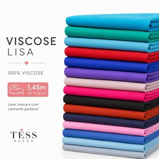 Tecido Viscose Lisa 1,45m - 100% Viscose Para Vestidos Blusas Saias Moda e Costura