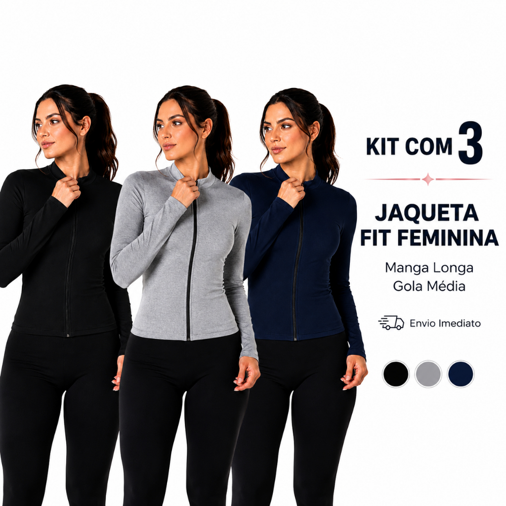 Kit 3 Jaquetas Femininas Dry Fit Academia Corrida Treino