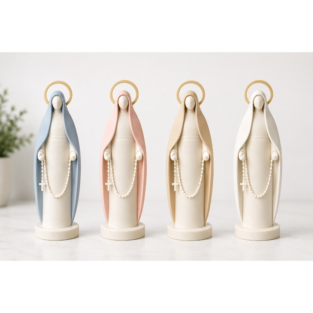 ✨ Nossa Senhora Aparecida Decorativa em Impressão 3D | Minimalista com Terço | Presente Religioso Premium