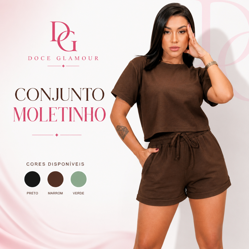 Conjunto Feminino Verão Short e Blusa Casual Confortável Moda Instagram Roupas de Mulher