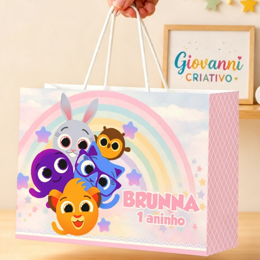 Kit de Sacolinhas Personalizadas BOLOFOFOS ROSA | Lembrancinhas para Festa | "SACOLINHAS COLADAS"