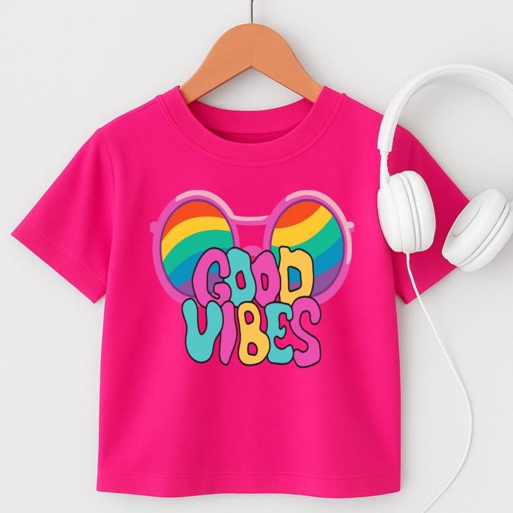 Blusa Camiseta Feminina Menina Verão 100% Algodão Estampa Exclusiva Good Vibes Promoção 4 ao 16 Blogueirinha