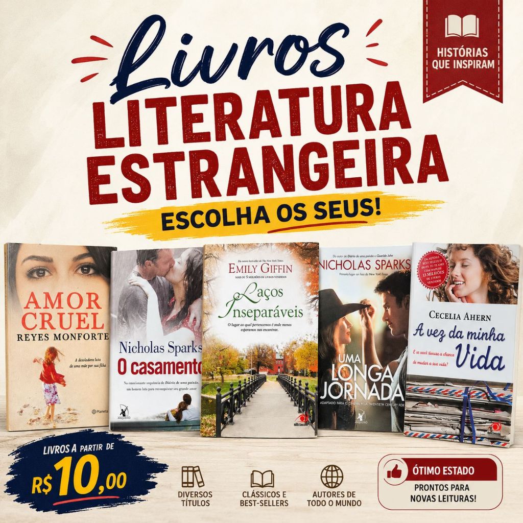 📚 Livros de Literatura Estrangeira Romance Suspense Ficção Policial Internacional | Escolha o Seu!