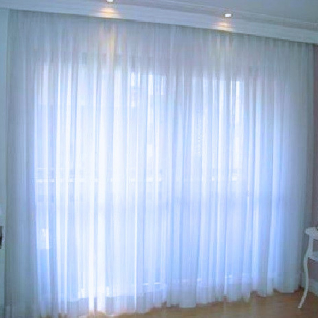 Cortina Voal Branca 3 4 5 6 8 10 12m x 2,80 Altura Varão Simples Quarto Sala Escritorio