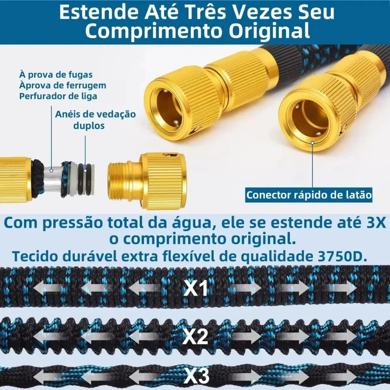 Mangueira de Jardim 30m Expansível em Borracha — foto 3