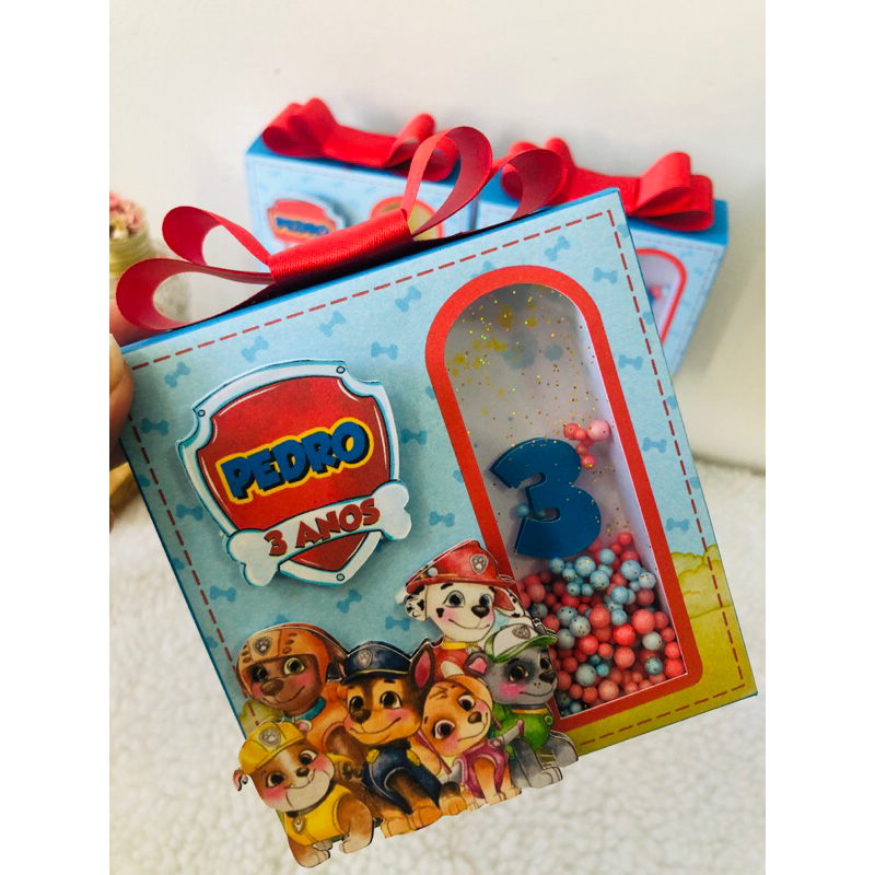 05 Caixa Personalizada Slim para aniversário / Lembrancinha Patrulha Canina para aniversário infantil.