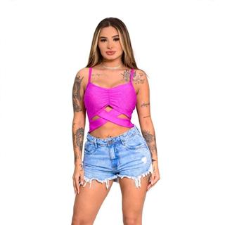 cropped feminino Cropeed brilho alcinha croped com bojo decotado