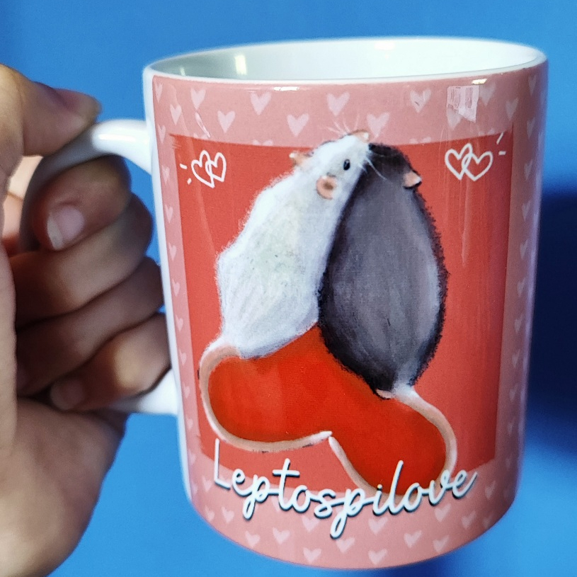 Caneca cerâmica ratos namorados leptospilove