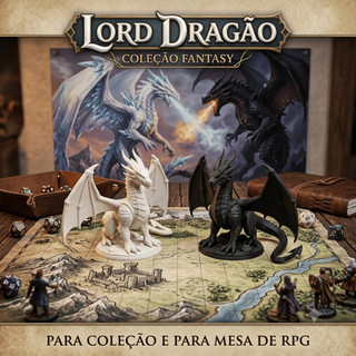 Miniatura Lord Dragão RPG Impressão 3D Coleçao Fantasy Colecionável Decoração Mesa Miniatura De Dragão RPG D&D