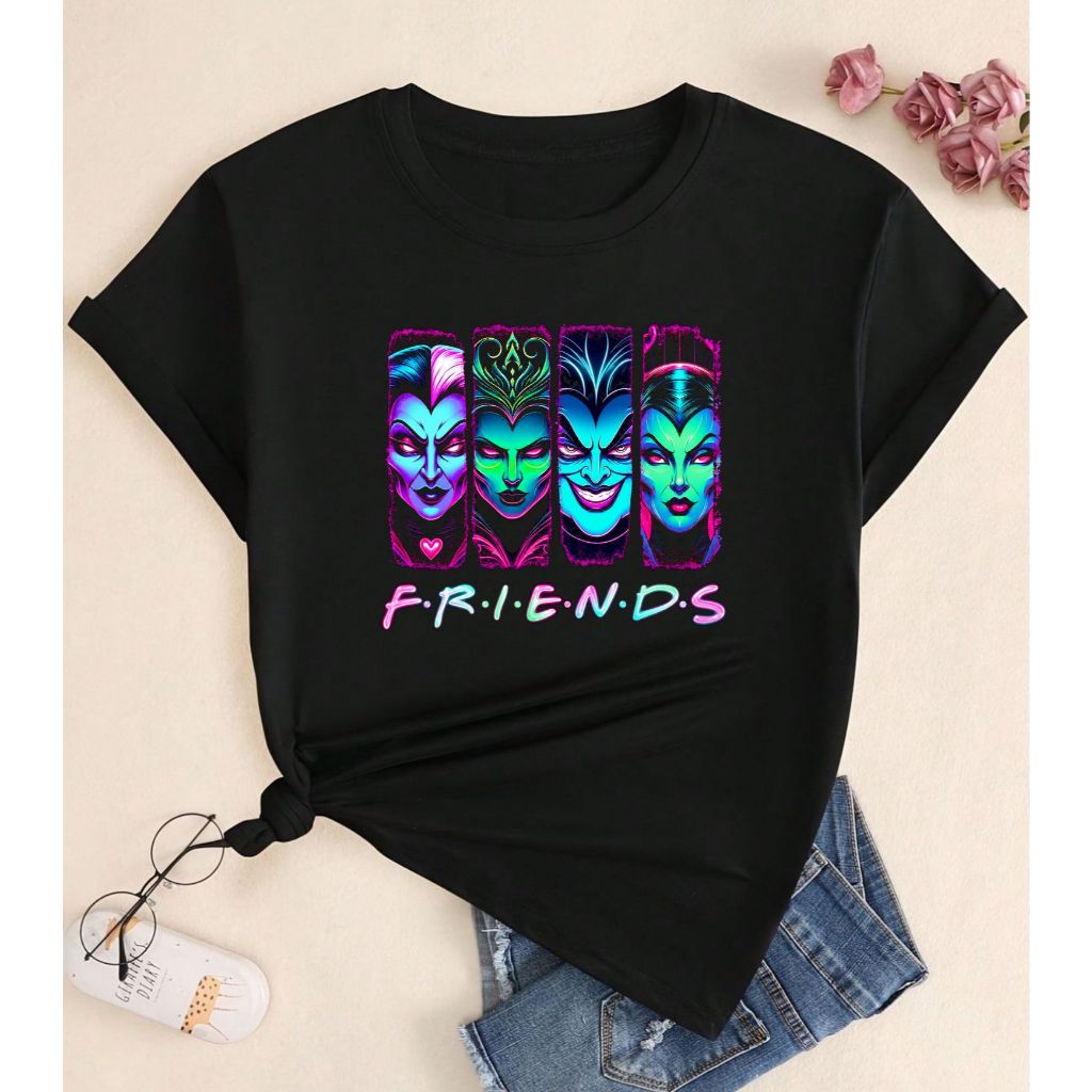 Lindas De Otima Qualidade Camiseta T Shirt Vilãs Disney, Malévola, Cruella De Vil, Blusa Branca, Blusinha Casual Básica.