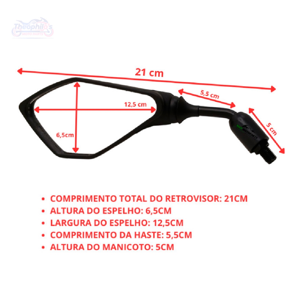 Retrovisor Esportivo Kawasaki Z400 Mini Rosca Honda (PAR) · foto 2