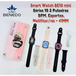 Smart Watch Relogio WL X-mini BE10 MINI inteligente 38mm series 10 2025 2 Pulseiras BPM Esportes