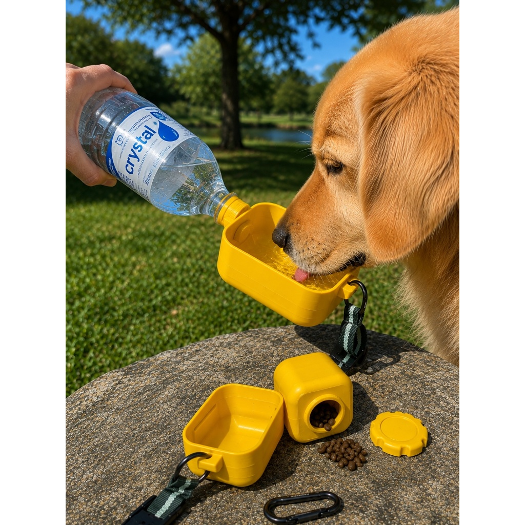 Bebedouro e Porta Petiscos Portátil para Pets – Ideal para Passeios e Viagens 🐶🐾