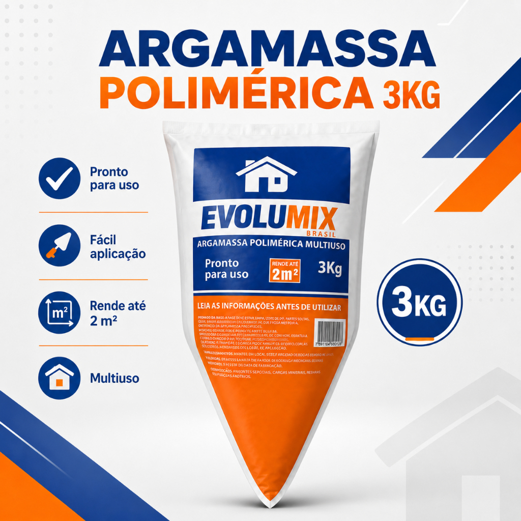 Argamassa Polimérica Evolumix 3kg Bisnaga Cola Lajota Rende Mais Construção Casas